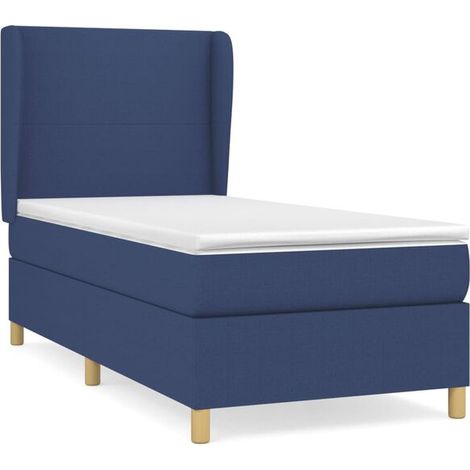 Cadre de lit en tissu, matelas inclus, bleu, 80 x 200 cm (1/5)