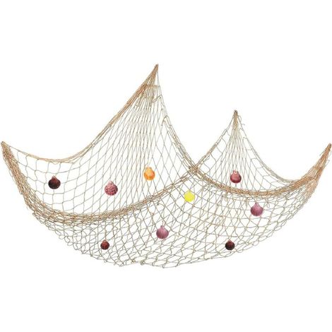 Décoration de Filet de Pêche,Méditerranéen Style Décoration Murale,Décoration Maritime,Suspendre Hawaï Style,Filet de Pêche Aux Coquillages Pour Fête Mariage Maison Photographie 1 2 m