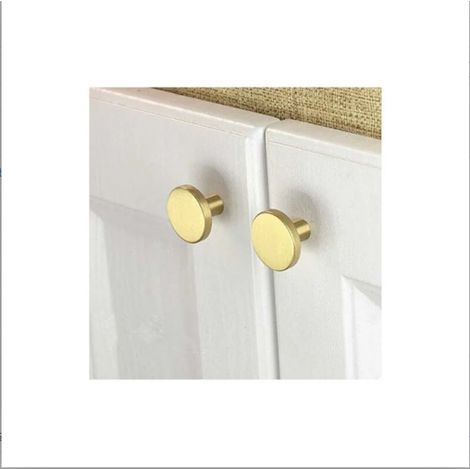 Lot de 10 Boutons de meuble, laiton brossé, diamètre 33 mm, forme champignon, pour armoire cuisine salle de bain (1/5)