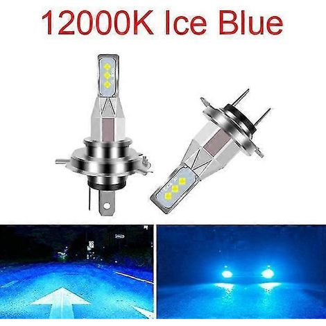 (9005-HB3) Ampoules LED H3, H4, H1, H11, HB4, HB3, 9005, 9006, 12 000 K, bleu, 16 000 lm, couleur bleue, compatibles avec phares de moto et de voiture. Couleur : bleu ...