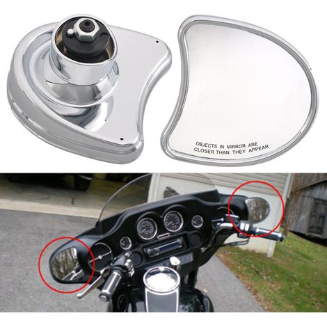 Accessoires moto : rétroviseur argenté de type Glide, compatible avec Harley-Davidson Glide 96-13 (1/5)