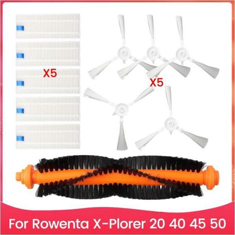 Kit Filtres Brosse Laterale Aspirateur Robot Rowenta X Plorer 20 40 45 50 RR6875 RR7275 RR8227 - 5 Pièces (1/5)