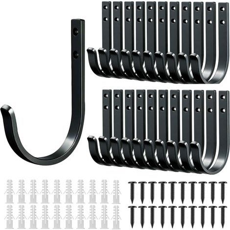 20 Pièces Crochets Muraux Métalliques Patères Noires Résistantes à Visser Supports Muraux pour Manteaux Serviettes et Sacs Entrée Chambre Salle de Bain avec 20 Vis Noir (1/5)