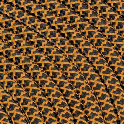 Fil Électrique Tissu Noir et Or Foncé 2x0,75mm² - Câble Électrique Textile de Qualité