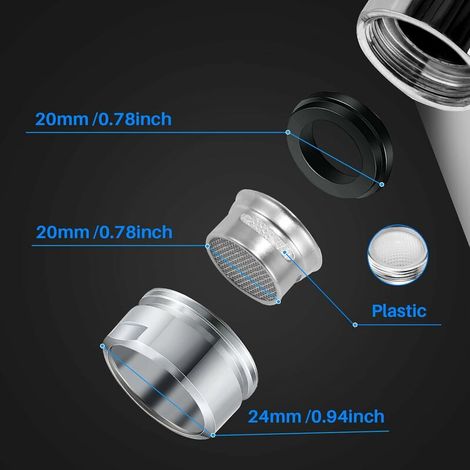 Mousseur Robinet M24, 3 pièces Filtre à Robinet d'économie d'eau Accessoires robinet Diffuseur Filtre de Robinet avec Joint d'étanchéité Pour Cuisine et Salle de Bain MNS (1/4)