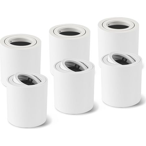 Spots de Plafond GU10 orientable Blanc 6 Pcs, Spot en Saillie 230V Cadre avec GU10 douille LED éclairage plat aluminium rond Ceiling Downlight, Plafonnier salle de bain (1/5)