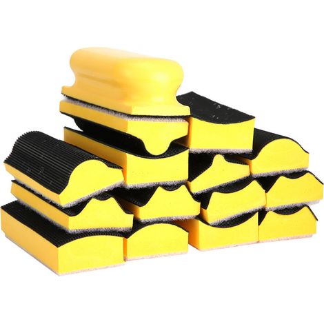 Lot de 16 blocs de ponçage manuels avec base de tampon abrasif pour papier abrasif auto-agrippant (1/5)