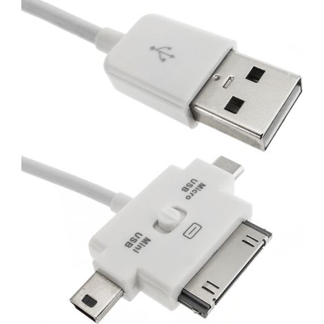 BeMatik - MicroUSB Câble de synchronisation pour Apple 30pin mini USB (1/5)