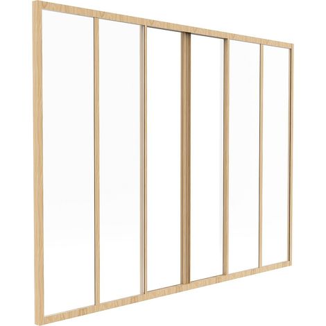 Vente-Unique – Verrière coulissante en verre trempé et aluminium naturel clair 180x130 cm – Installation intérieure – 6 vitrages pour luminosité optimale