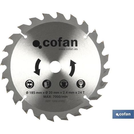Disco Corte Para Madera Ø185mm x 20mm x 2.4mm x 24t