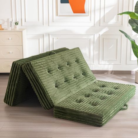 Matelas Pliant 1909015cm, Matelas Pliable Rembourré de 15 cm avec Revêtement en Fausse Fourrure, canapé-lit Futon Pliable en Trois Parties pour Salon/Chambre d'amis (1/5)