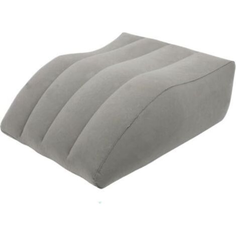 Repose-pieds gonflable en PVC Gonflable, coussin floqué gris, pour le bureau, la maison, le camping et la détente, 63 x 50 x 25 cm (1/5)