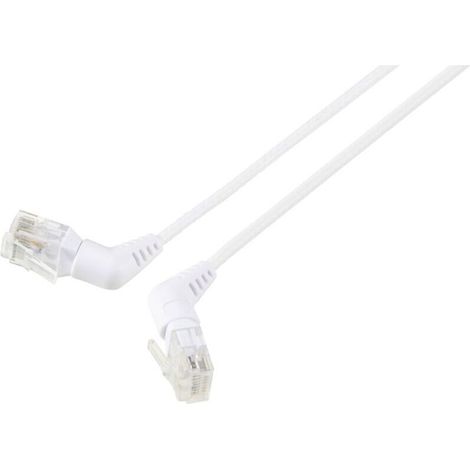 Câble réseau RJ45 CAT 6 U/UTP 2 m blanc avec connecteurs pivotants 360° et sortie coudée – RF-6071562 (1/3)