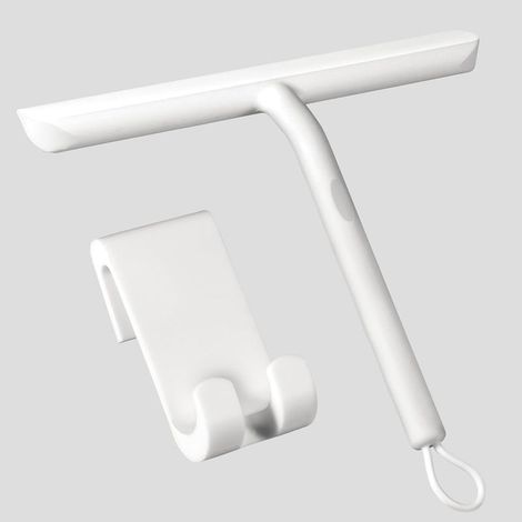 Squeegee Of Shower - Cleaning Without Marks For Door In Glass, bathroom With Bracket 21Cm White, Silicone For Glass Of Car, Mirror (1/5)
