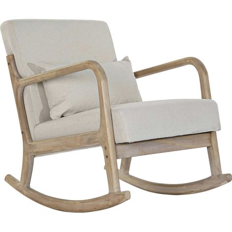 Rocking chair en lin beige pour détente élégante - Beige naturel (1/5)