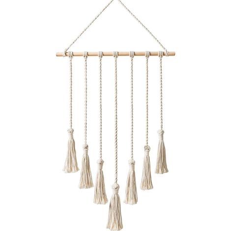1 Présentoir photo mural, Macramé, Coton naturel, Pinces en bois, Crochet amovible, Chambre, Mariage (1/5)