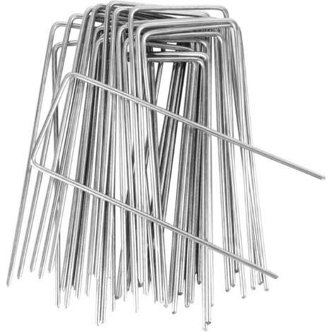Piquets de Jardin 50 Pcs,agrafes Paillage Acier Inoxydable Piquets de Fixation en Acier pour Jardin Toiles de Paillages et de Jardinage Grillage Piquet Fixation Tente Sol Cheville Agrafes Jardinage (1/5)