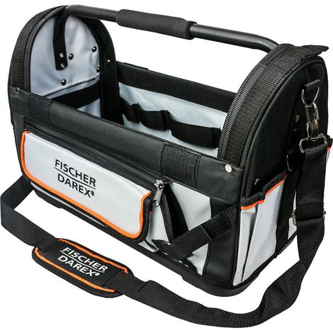 Fischer Darex – Sac à outils textile 32L en nylon 600 deniers – Fond rigide et étanche – Compartiment central avec élastiques – Poches latérales pratiques (1/5)
