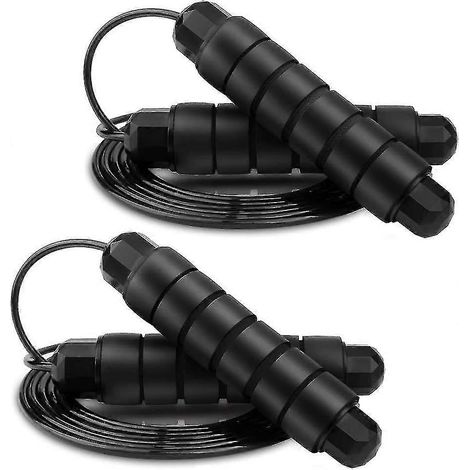 Corde à sauter en 2 parties, corde à sauter de vitesse pour adultes et enfants - 3 m de longueur ajustable, corde à sauter avec roulements à billes de qualité et poignées antidérapantes. (1/2)