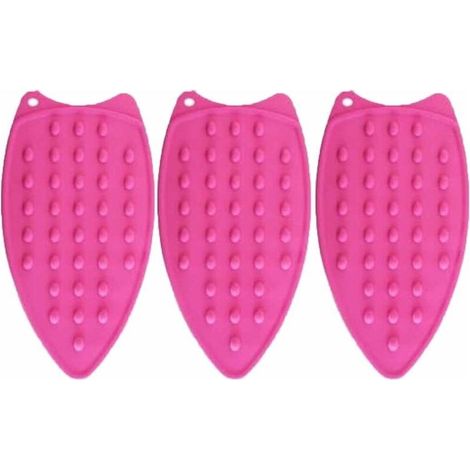Lot de 3 Tapis à Repasser en Silicone Antidérapants avec Texture à Picots, Protection Anti-Brûlure, Rose et Rouge (1/5)