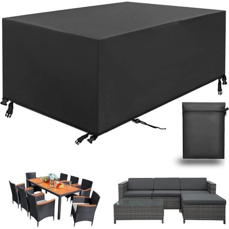 Rectangular garden table cover 150x90x75 cm – Waterproof 420D Oxford fabric – Tear-resistant – 4 adjustable straps (1/5)