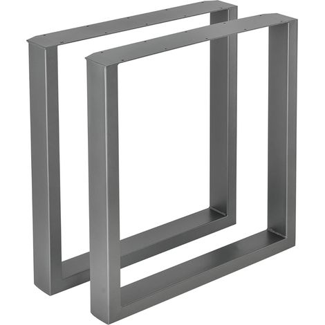 Bc-elec - HM6072-GRIS 2 Tischbeine aus Stahl rechteckig 60x72cm, M�belbeine, Tischbeine aus Metall