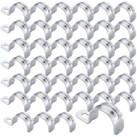 40 Pièces Colliers de Serrage, Serrage en U, U Fixation, pour fixer des câbles, tuyaux caoutchouc, conduites gaz, d'évacuation eaux pluviales(1/2 ") - 1/2 " (1/5)