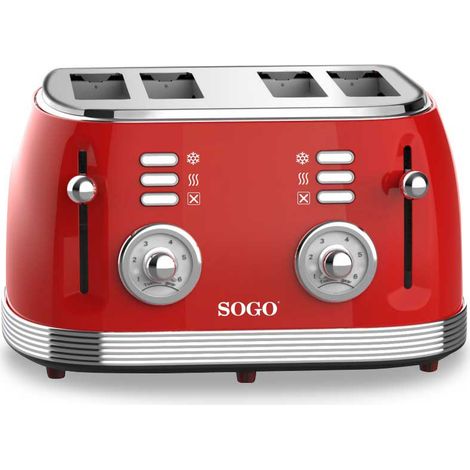 SOGO Human Technology Tostapane 4 fette Spia luminosa, Funzione toast Rosso (metallico) (1/4)