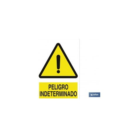Panneau en polystyrène 297x210 mm + avertissement de danger indéterminé.