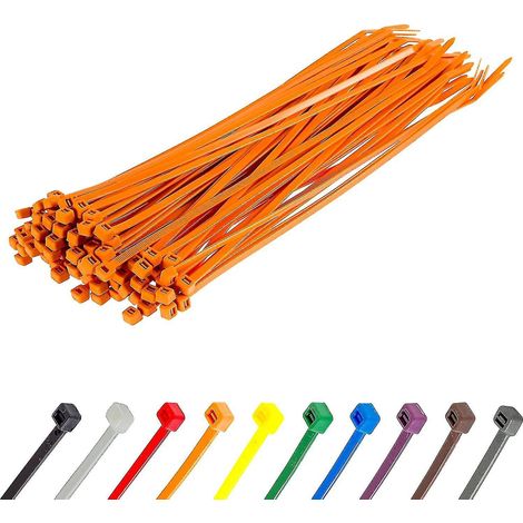 Lange, robuste silberne Kabelbinder, 370 mm x 4,8 mm, 100er-Packung, aus hochwertigem Nylon, 300 mm x 4,8 mm Reißverschluss, orange
