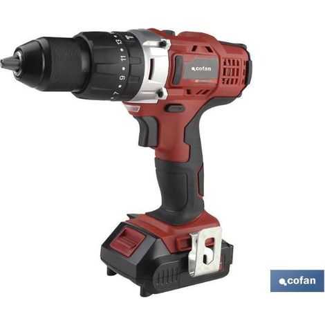COFAN taladro percutor a batería li-ion 20 v 1300 rpm 35 nm , Taladro Percutor y atornillador de 2 velocidades, con 16 posiciones de apriete, control variable de velocidad y select (1/6)