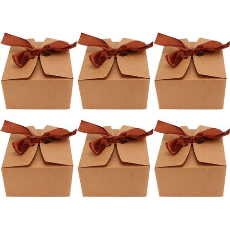 Boîte cadeau carrée avec couvercles réutilisable, sûre et écologique en papier kraft, fond à boucle, pour anniversaire et fête. Lot de boîtes robustes pour offrir. (1/5)