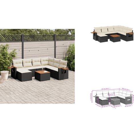 8-tlg. Garten-Sofagarnitur mit Kissen Schwarz Poly Rattan - Gartenmöbel Set - Gartensorte - Outdoor Möbel - Lounge Sofa - Esszimmergarnitur (1/3)
