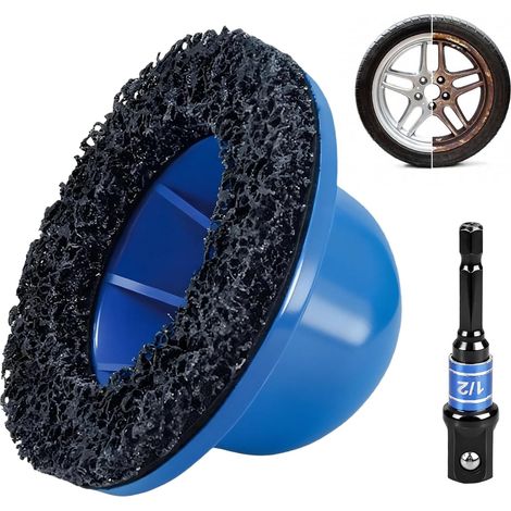 Ponceuse de Moyeu de Roue, Meuleuse de Moyeu de Roue de Voiture, Ponceuse à Tête Sphérique pour Visseuse à Percussion 1/2", Diamètre Intérieur 90mm Diamètre Extérieur 150mm pour Changement de Jante (1/5)