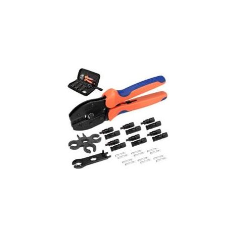 27PCS Kit d'outils de sertissage solaire pour panneau solaire, 6 paires de connecteurs de câbles solaires mâles femelles 1 outil de sertissage Clé à molette 2 pièces, kit de câblage de panneau solai