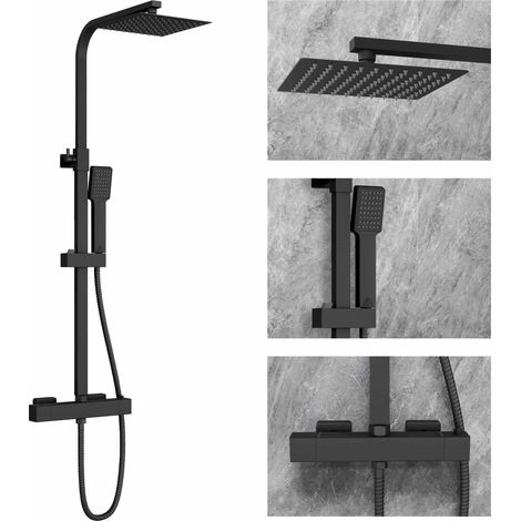SKY Bathroom Thermostatic Exposed Shower Mixer Square Large Bar Set (1/5)