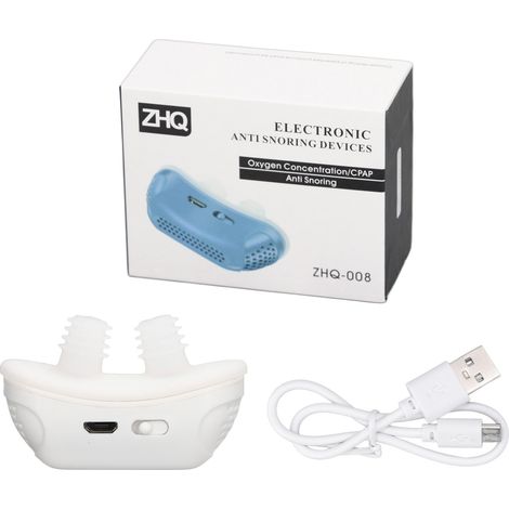 Dispositif électrique anti-ronflement en silicone souple, améliore la qualité du sommeil, bouchons d'aération nasaux pour hommes et femmes, blanc (1/5)