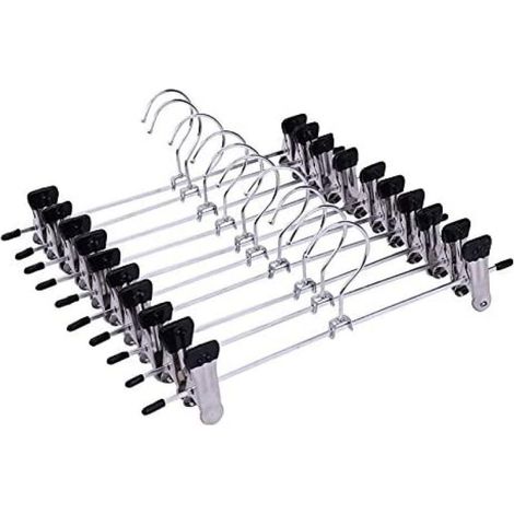 Lot de 10 cintres à pantalons avec pinces antidérapantes réglables (1/4)