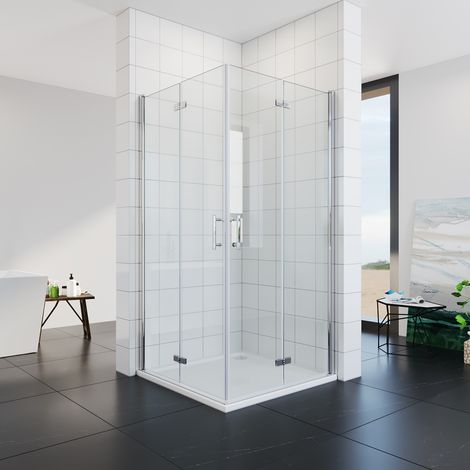 SONNI Duschkabine Eckeinstieg Dusche 180°Falttür Duschabtrennung Faltbar 6mm NANO Sicherheitsglas 100×100 H:195cm (1/5)