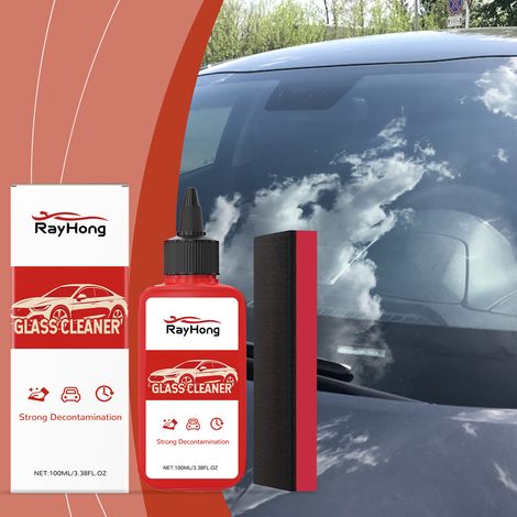 Autoglas-Ölfilmreiniger, Windschutzscheibenreiniger, Fleckenentferner, wasserfester Ölfilmentferner – 100 ml × 1 + roter Schwamm × 1 -- DE (1/5)