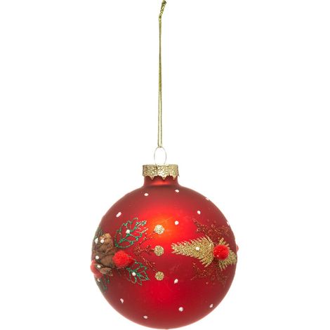 Glas-Weihnachtskugeln 80 mm Pompon 2er-Sortiment -