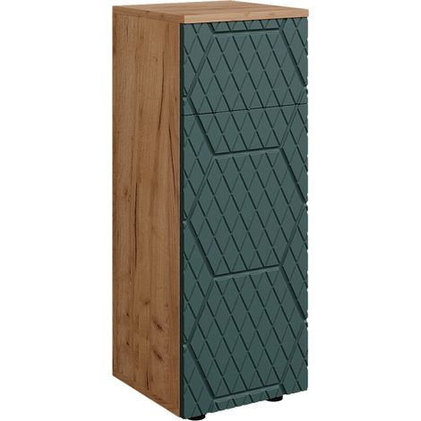 Mobile midi Irma, Rovere dorato, 30 x 81 cm con 1 cassetto, 2 scomparti, bagno, Vicco (1/5)