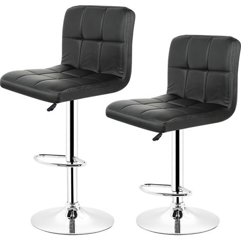 2er-Set Barhocker mit Lehne Loungesessel, Kunstleder Höhenverstellbar und 360° Drehbar Tresenhocker für Küche, Bar, Cafe (Schwarz)