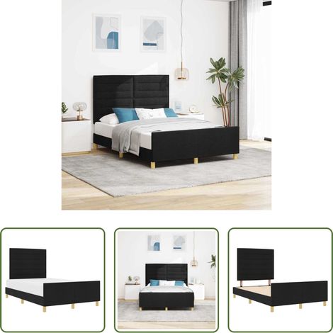 vidaXL Stoffbett - Bettgestell mit Kopfteil Schwarz 160 x 200 cm Stoff (1/5)