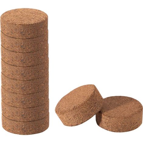 Fibre de Coco Briquettes Compressees - 10 Briquettes - Expansion à l'eau pour Semis, Cultures et Jardinage (1/5)