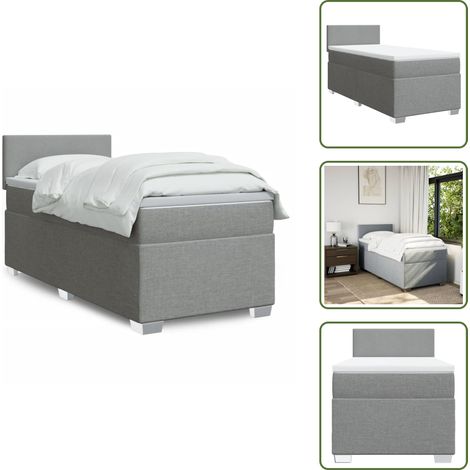 Boxspringbett mit Matratze Hellgrau 100x200 cm Stoff - Boxspringbett - Doppelbett - Liegefläche 100x200 Cm - Bettrahmen Mit Kopfteil - Hellgraues Bett (1/5)