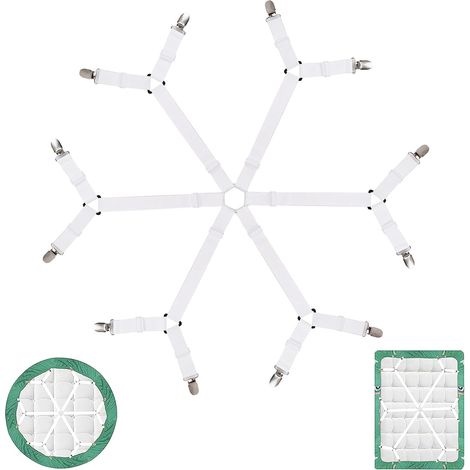 Ferma lenzuolo con angoli, ferma lenzuolo con angoli, cinghia per materasso, elastico per lenzuolo con angoli, cinghia per lenzuolo con angoli, clip a 3 vie e 6 lati, adatto per lenzuoli con angoli e  (1/5)