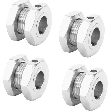 Kit de 4 douilles hexagonales de roue RC 17 mm en alliage d'aluminium pour voiture RC HSP 1/8 (argent) (1/5)
