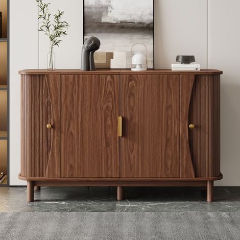Buffet en Noyer 140cm,Commode en MDF avec 2 portes coulissantes,étagère amovible,Charge 60 kg- pour Salon et Salle à Manger (1/5)