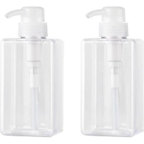 Kentop 450ML Distributeur de Savon, Lot de 2 Flacon Pompe Vide en Plastique Conteneur de Bouteille pour Cuisine et Salle de Bain (1/4)